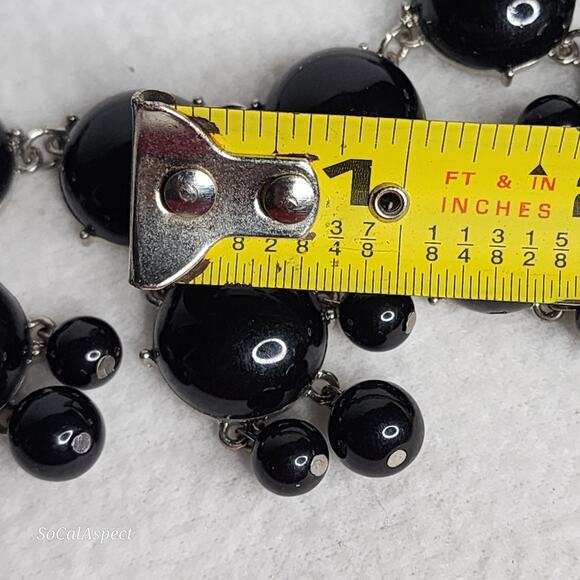 Claire's Black Bubble Necklace Bib Statement Signed Plastic Dangle Gunmetal - Picture 6 of 6